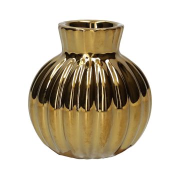 Botella de cerámica OLLIVERA con estrías, dorado metalizado, 6,5 cm, Ø 6 cm