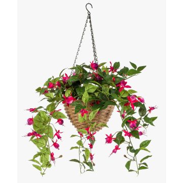 Maceta colgante artificial de fucsia JONKFUN en cesta, crossdoor, fucsia, 70cm Maceta colgante artificial de fucsia JONKFUN en cesta, crossdoor, fucsia, 70cm
