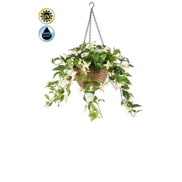 Maceta colgante artificial con fucsia JONKFUN en cesta, crossdoor, rosa crema, 70 cm