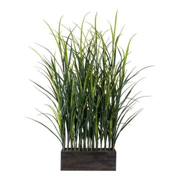 Separador de ambientes de hierba artificial ULINKA en caja de madera, verde, 70 x 50 x 90 cm