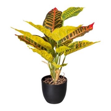 Planta artificial Croton VILHAN, maceta decorativa, raíces, multicolor, 35 cm