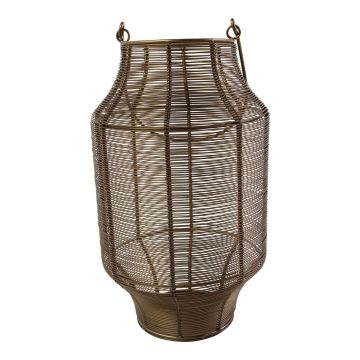 Linterna EMANUELE de hierro, con asa, color bronce, 48 cm, Ø 28 cm