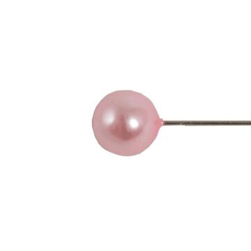 Alfileres decorativos KARISA en caja de plástico, cabeza perlada, rosa, Ø 0,6 cm
