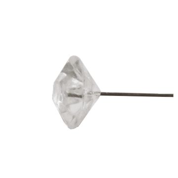 Alfileres decorativos MELORIA en caja de plástico, cabeza de diamante, transparentes, Ø 1 cm