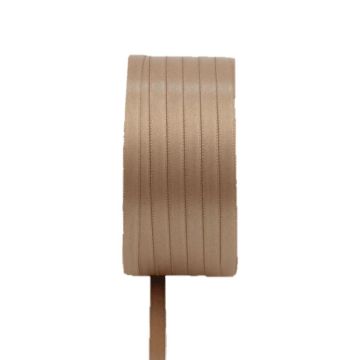 Cinta doble de satén Vipke, marrón claro, 50 m, 3 mm
