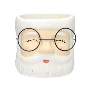 Maceta de cerámica FELIZO, con cara de Papá Noel, blanca, 21 x 20 x 17,5 cm Maceta de cerámica FELIZO, con cara de Papá Noel, blanca, 21 x 20 x 17,5 cm