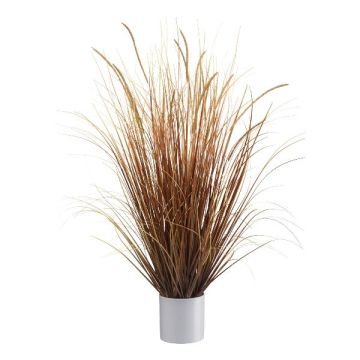Césped artificial junco WARTO en maceta de melamina, panículas, marrón-beige, 95 cm