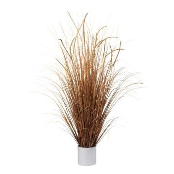 Césped artificial junco WARTO en maceta de melamina, panículas, marrón-beige, 125 cm