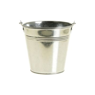 Cubo decorativo de zinc DEVIS con asa, plata, 9cm, Ø10cm