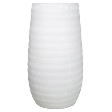 Macetero de cerámica TIAM con estrías, blanco-mate, 40cm, Ø22cm