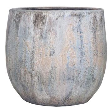 Macetero de cerámica MORTAZA con grano, azul-beige, 25cm, Ø27cm Macetero de cerámica MORTAZA con grano, azul-beige, 25cm, Ø27cm