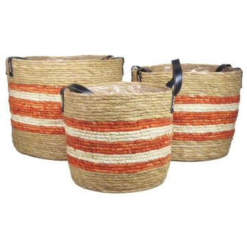 Cesta de flores ANJULICA, 3 piezas, naranja-beige, 24-32cm, Ø28-36cm Cesta de flores ANJULICA, 3 piezas, naranja-beige, 24-32cm, Ø28-36cm