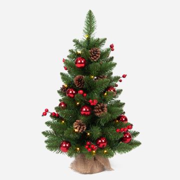 Árbol de Navidad artificial KERAVA, con luces LED, decorado, 60 cm, Ø 40 cm