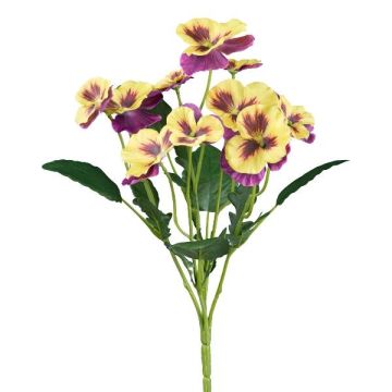 Flor artificial pensamientos ZELKARO, varilla, malva-amarillo, 35 cm