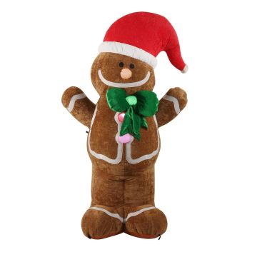 Figura decorativa XXL de hombre de pan de jengibre LEBRIO, hinchable, de peluche, con LED, marrón, 135x81x244cm Figura decorativa XXL de hombre de pan de jengibre LEBRIO, hinchable, de peluche, con LED, marrón, 135x81x244cm