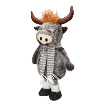 Toro decorativo de peluche STADEN, de pie, gris, 20 x 13 x 46 cm Toro decorativo de peluche STADEN, de pie, gris, 20 x 13 x 46 cm