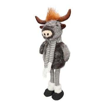 Toro de peluche decorativo STADEN, de pie, gris, 25 x 19 x 67 cm Toro de peluche decorativo STADEN, de pie, gris, 25 x 19 x 67 cm
