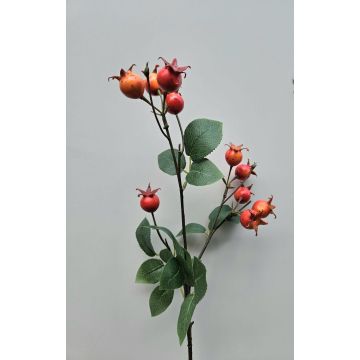 Rama decorativa de rosa silvestre LOPUNY con escaramujos, naranja, 70 cm
