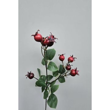 Rama decorativa de rosa silvestre LOPUNY con escaramujos, roja, 70 cm