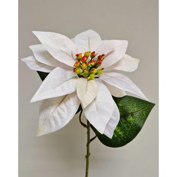 Poinsettia artificial de terciopelo LIBASSE, blanco y rosa, 45 cm
