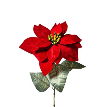 Poinsettia artificial de terciopelo LIBASSE, roja oscuro, 65 cm