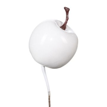 Manzana decorativa NIPON con pincho, 6 unidades, blanco, 2,5 cm