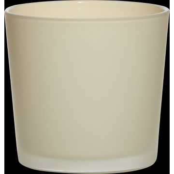 Jardinera de vidrio ALENA FROST, beige mate, 11cm, Ø11,5cm