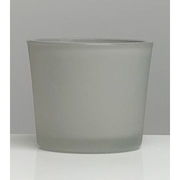 Portacandelitas de cristal grande ALENA FROST, gris mate, 9cm, Ø10cm
