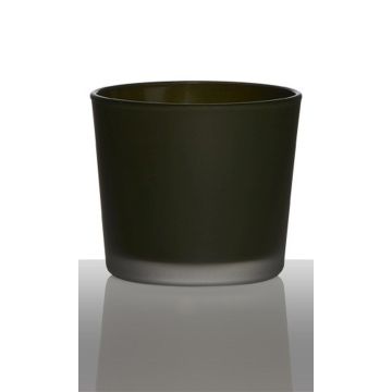 Portavelas grande ALENA FROST, verde oscuro mate, 9 cm, Ø 10 cm