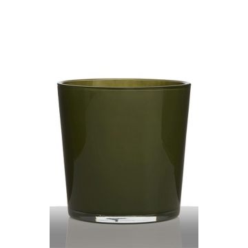 Maceta de cristal ALENA, verde oscuro, 19 cm, Ø 19 cm