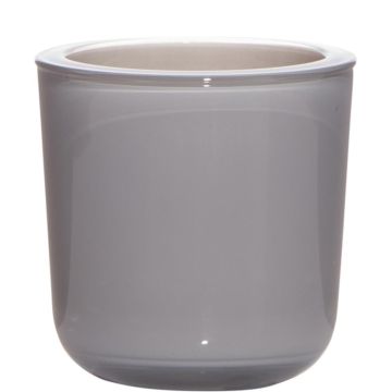 Soporte de cristal para vela de té NICK, gris, 7,5cm, Ø7,5cm