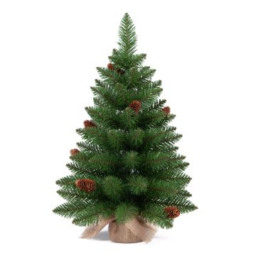 Abeto artificial HEINOLA con piñas, saco de yute, 60 cm, Ø 40 cm
