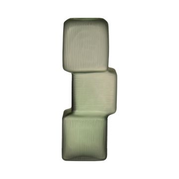 Jarrón original RAELYN, vidrio, tetris, verde, 31cm, Ø12cm