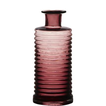Frasco de vidrio STUART con muescas, fucsia-transparente, 21,5cm, Ø9,5cm
