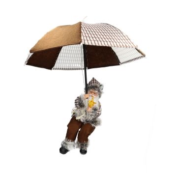 Papá Noel colgante SISSON con paraguas, LED, marrón y blanco, 77 cm, Ø 70 cm Papá Noel colgante SISSON con paraguas, LED, marrón y blanco, 77 cm, Ø 70 cm