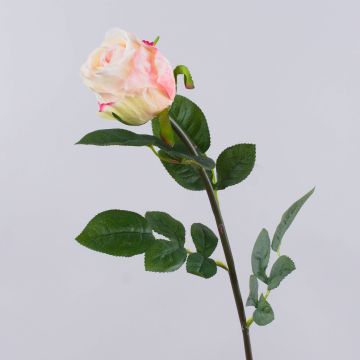 Rosa artificial SUNJIK, color crema-rosa, 75 cm