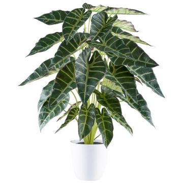 Alocasia Sanderiana artificial PIVLA, maceta de melamina, verde, 70cm
