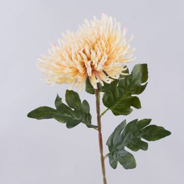 Crisantemo artificial HIKJON, albaricoque crema, 75 cm, Ø 18 cm