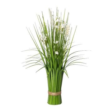 Arreglo floral artificial de hierba de limpiapipas JIRVO con flores, panículas, blanco, 50 cm