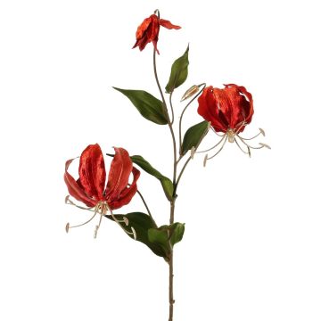 Rama de gloriosa de terciopelo DINFAS, naranja oscuro-dorado, 80 cm