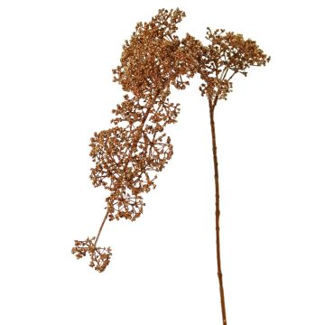 Rama artificial de bola de nieve SALFHY con brotes, metalizado cobre, 90 cm