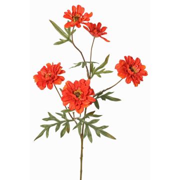 Rama decorativa de crisantemo PRUDENCE, Eco Collection, rojo-naranja, 75cm, Ø5-6,5cm