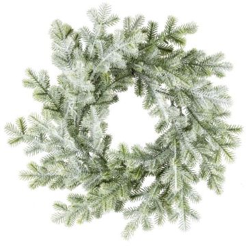 Corona decorativa de tejo FUVRO, congelada, blanco-verde, Ø28cm