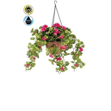 Geranio artificial en cesta CUVAST, crossdoor, rosa, 70 cm