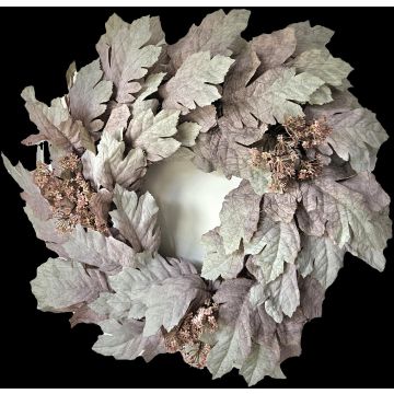 Corona de flores artificial de arce HURSIK, aspecto seco, gris-verde-rosa, Ø 50 cm