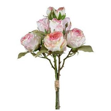 Ramo artificial de rosas JARZO, rosa y blanco, 55 cm