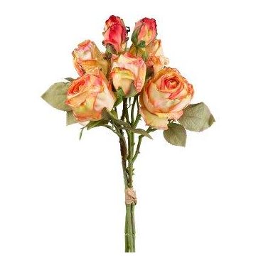 Ramo artificial de rosas JARZO, amarillo-naranja, 55 cm