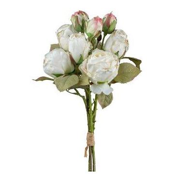 Ramo artificial de rosas JARZO, blanco, 55 cm
