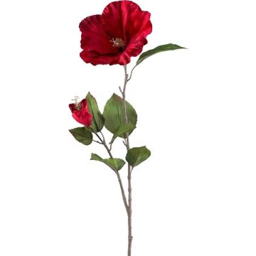 Flor de trompeta de terciopelo WINSOP, rojo rubí, 80 cm