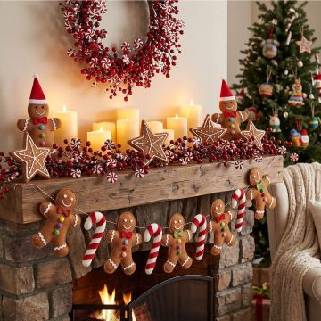 Guirnalda artificial de bayas de nieve HOSARA decorada con piruletas, roja, 185cm, Ø25cm Guirnalda artificial de bayas de nieve HOSARA decorada con piruletas, roja, 185cm, Ø25cm